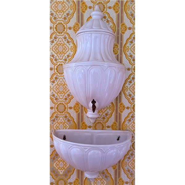 Wall-Mounted Ceramic Water Fountain with Basin