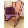 Image 1 : Wood and Cane Rocking Chair with Turned Arm Supports