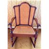 Image 4 : Wood and Cane Rocking Chair with Turned Arm Supports