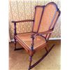 Image 5 : Wood and Cane Rocking Chair with Turned Arm Supports