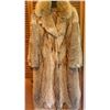 Image 1 : Long Natural Fur Coat with Shawl Collar and Satin Lining (size medium)
