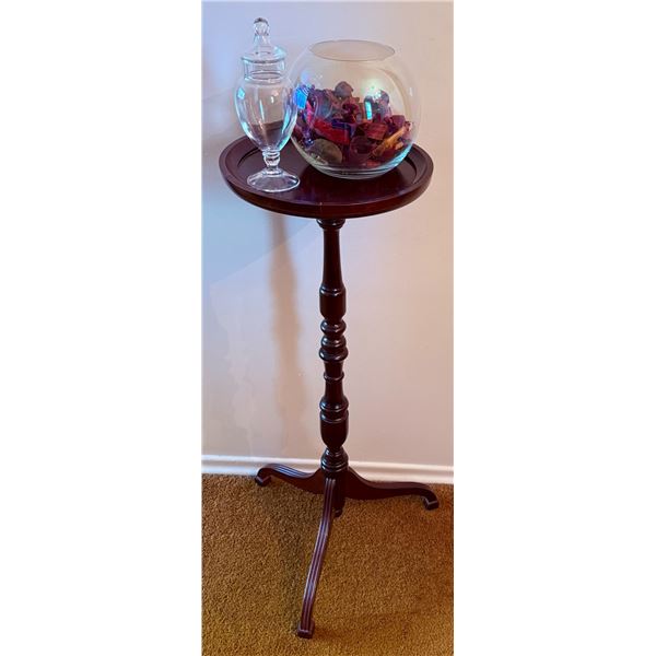 Round Mahogany Pedestal Side Table with Tripod Base
