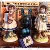 Image 3 : Holly Hobbie Porcelain Figurines, Blue Glass Storage Jars, and Glass Decor