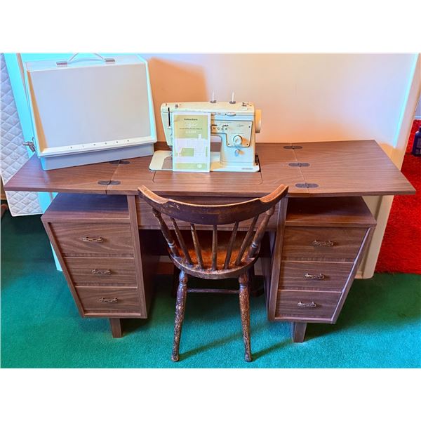 Singer Stylist 413 Zig-Zag Sewing Machine with Case, Table and Chair
