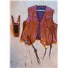 Image 1 : Western Leather Vest, Four Bolo Ties, and Wooden Boot Jack