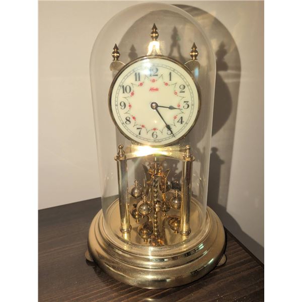 Kundo Anniversary Brass Mantel Clock with Glass Dome