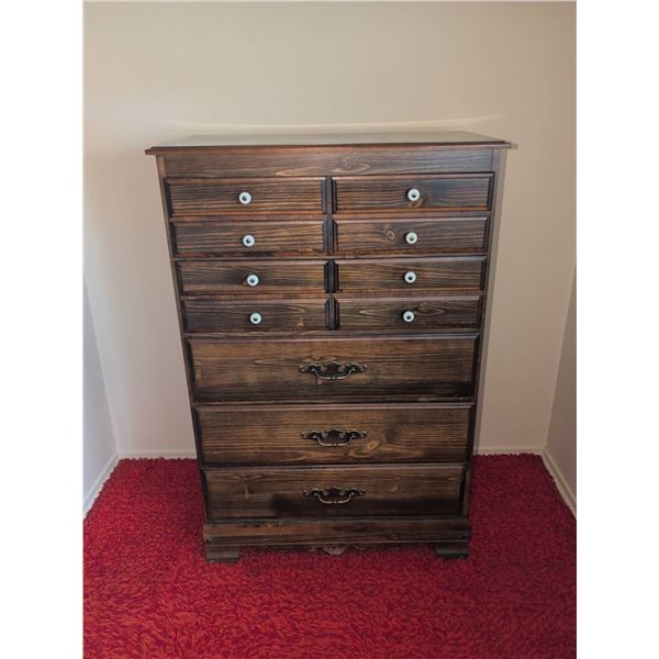 Wooden Chest of Drawers with Mixed Hardware