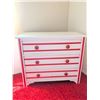 Image 1 : Wooden Three-Drawer Dresser with Red and White Painted Finish