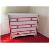 Image 2 : Wooden Three-Drawer Dresser with Red and White Painted Finish