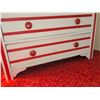 Image 4 : Wooden Three-Drawer Dresser with Red and White Painted Finish