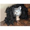 Image 4 : Black Felt Hat with Feather, Curly Wig with Cat Mask & Ornate Oval Mirror