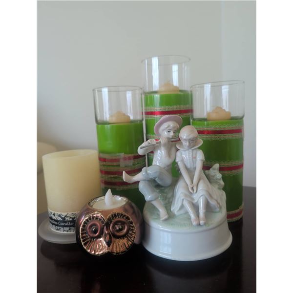 Porcelain Rotating Music Box w/ Flameless Candle Decor