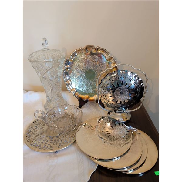 E.P. Brass Canadian Silver Plate & Crystal Serveware Collection