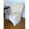 Image 3 : Beige Fabric Armchair With Rolled Arms and Shell Back
