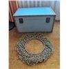 Image 1 : Blue Ostrich-Embossed Storage Trunk With Metal Hardware