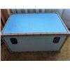 Image 2 : Blue Ostrich-Embossed Storage Trunk With Metal Hardware