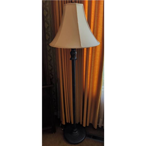 Tall Floor Lamp with Fabric Shade and Decorative Metal Base