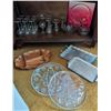 Image 1 : Servingware and Glassware Including Italian Crystal, Metal Trays, and Divided Bowl