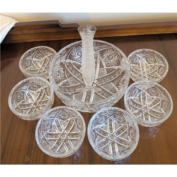 Seven-Piece Cut Crystal Bowl and Vase Set