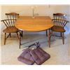 Image 1 : Wood Drop-Leaf Dining Table With Two Windsor Arm Chairs