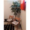 Image 3 : Wood Folding Chairs with Cushions and Artificial Ficus Plant