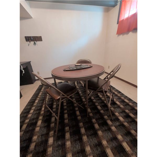 Metal Folding Card Table w/ 3 Padded Folding Chairs & More