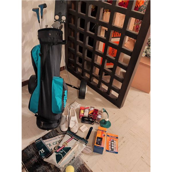 Wilson Golf Bag with Clubs, Pull Cart, and Accessories