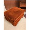 Image 8 : Wood-Look Laminate Rolling Cabinet, Brown Fabric Ottoman, and Oval Braided Rug