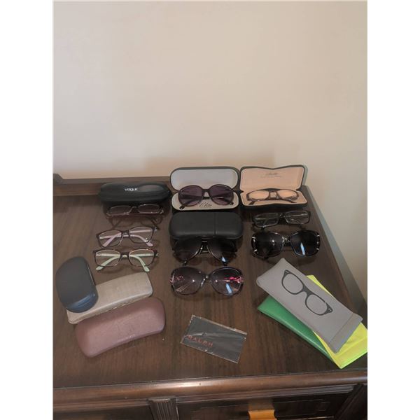 9 Assorted Eyeglasses and Sunglasses Including Ralph, Silhouette, Serengeti, Vogue