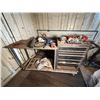 Image 2 : Metal Frame, Table & Toolbox w/ Contents: Adhesives, Hardware, etc on Rolling Dolly