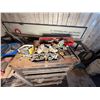 Image 3 : Metal Frame, Table & Toolbox w/ Contents: Adhesives, Hardware, etc on Rolling Dolly