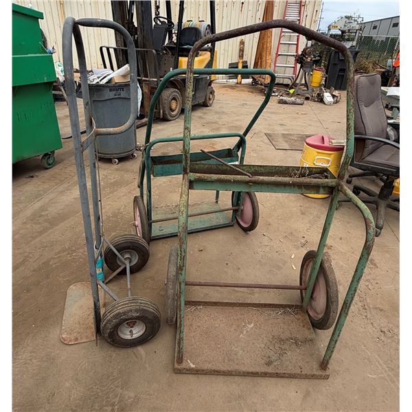 Qty 2 Radnor 640-3581 Welding Cylinder Carts & Gray Hand Truck, Misc Sizes