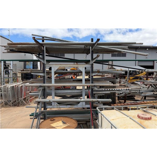 Metal Pipe Rack 113" x 62" x 108"H & Contents: Multiple Pipes, Misc Sizes