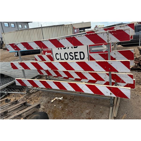 Multiple Metal "Road Closed" Barriers 120" x 2" x 61"H