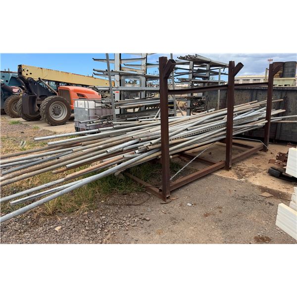 Metal Pipe Rack 121" x 52" x 75"H & Contents: Multiple Pipes, Misc Sizes