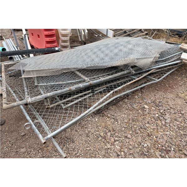 Multiple Chain Link Fence Sections & Metal Mesh 4'x8' Grates