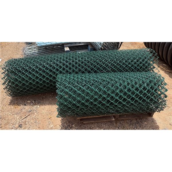 Qty 2 Rolls Green Chain Link Fencing 57" & 85"W