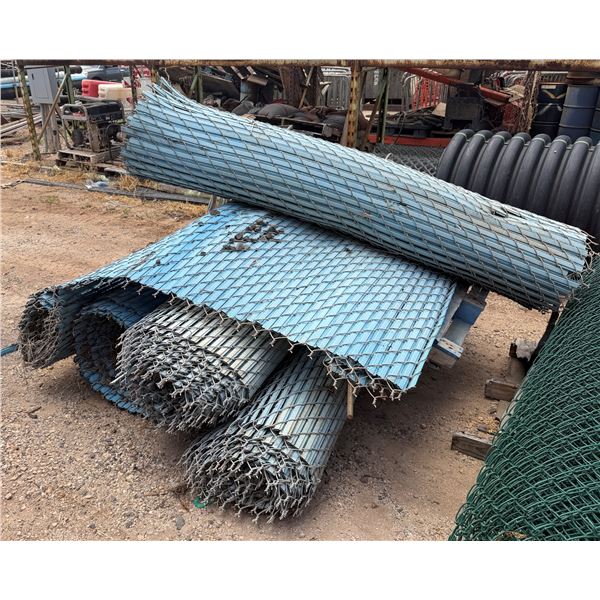 Multiple Rolls Blue Privacy-Slatted Chain Link Fencing 84"W