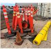 Image 1 : Multiple Orange Delineator Posts, Traffic Cones & Roll Yellow Sheeting