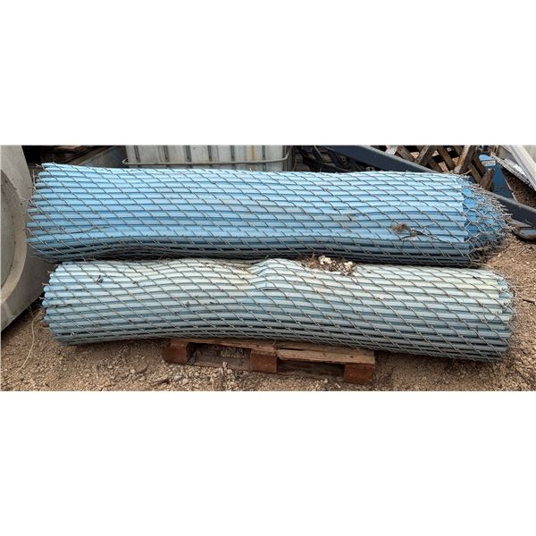 Multiple Rolls Blue Privacy-Slatted Chain Link Fencing 82"W