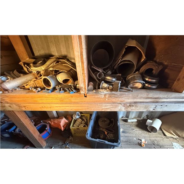 Multiple PVC & Metal Pipe Sections, Fittings, Clamps, Valve Handles, etc Misc Sizes