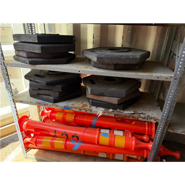 Qty Approx. 12  Traffic Delineator Posts w/ Bases