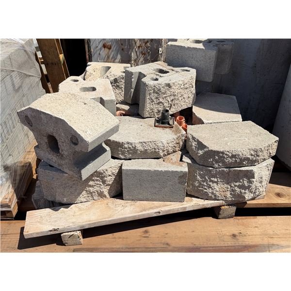Multiple Concrete Retaining Wall Blocks 17" x 12" x 8"H