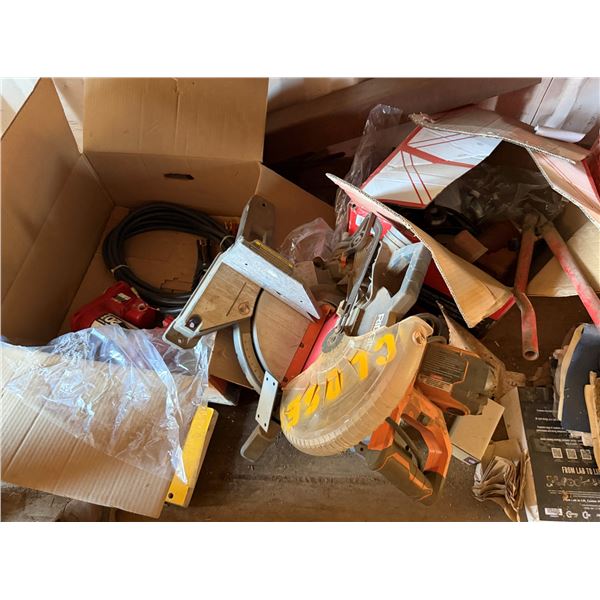 RIDGID Compound Miter Saw, Fill-Rite Pump, Jumper Cables, Cut-Off Saw, etc