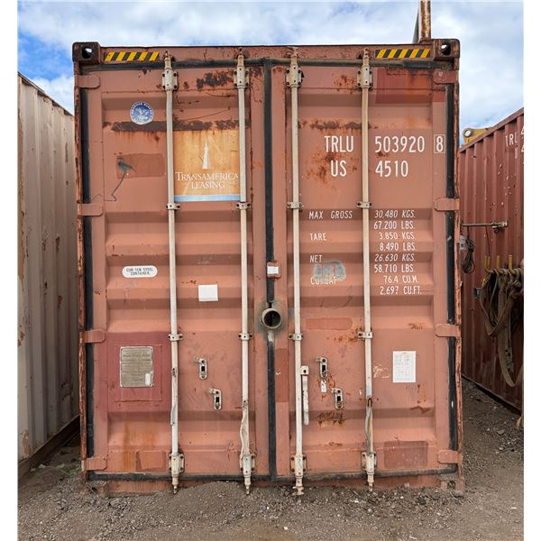 Red 40' Shipping Container w/ Side Door (contents not included) - pickup the following week