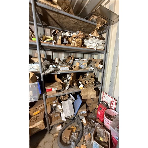 Contents of Shelf: Husky Power Washer, Trimco Parts, Sargent ASSA Abloy, Hardware, etc