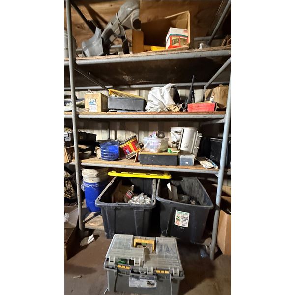 Contents of Shelf: Simpson StrongTie, Hilti FD-One Max Sealant, Mirror, Clamps, Hardware, etc