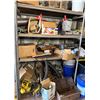Image 1 : Contents of Shelf: Bike Wheels, SafeWaze Straps, Paint Rollers, Light Bulbs, Hardware, etc