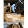 Image 12 : Contents of Shelf: Wheels, Gradall Starter, Jisan Hydraulic Breaker, PennBarry Fan, Garnet Abrasive,
