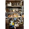Image 1 : Contents of Shelf: Wheels, Gradall Starter, Jisan Hydraulic Breaker, PennBarry Fan, Garnet Abrasive,